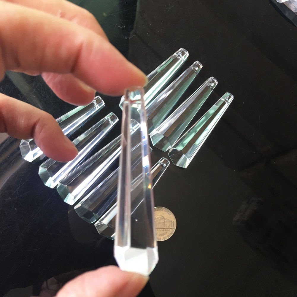 5pc sekskantet glas istapp krystal prisme feng shui hængende prisme vedhæng lysekrone krans del diy håndværk forsyning 63mm 2.5in