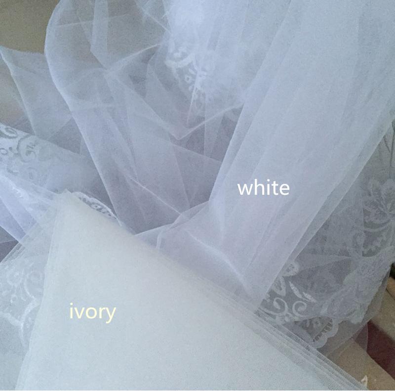 Velo de novia corto con peine de encaje, borde con apliques, velo de boda de tul de dos capas, 75 CM, accesorios de longitud del codo