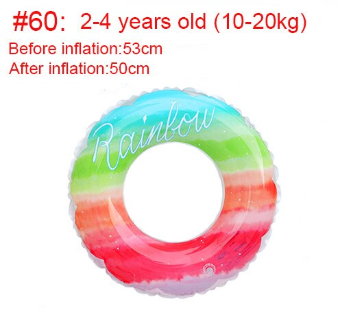 Anneau de natation gonflable pour adultes, cercle de natation féerique en Pvc épaissi avec motif arc-en-ciel, sous les aisselles, jouets pour bébés et enfants: 53cm