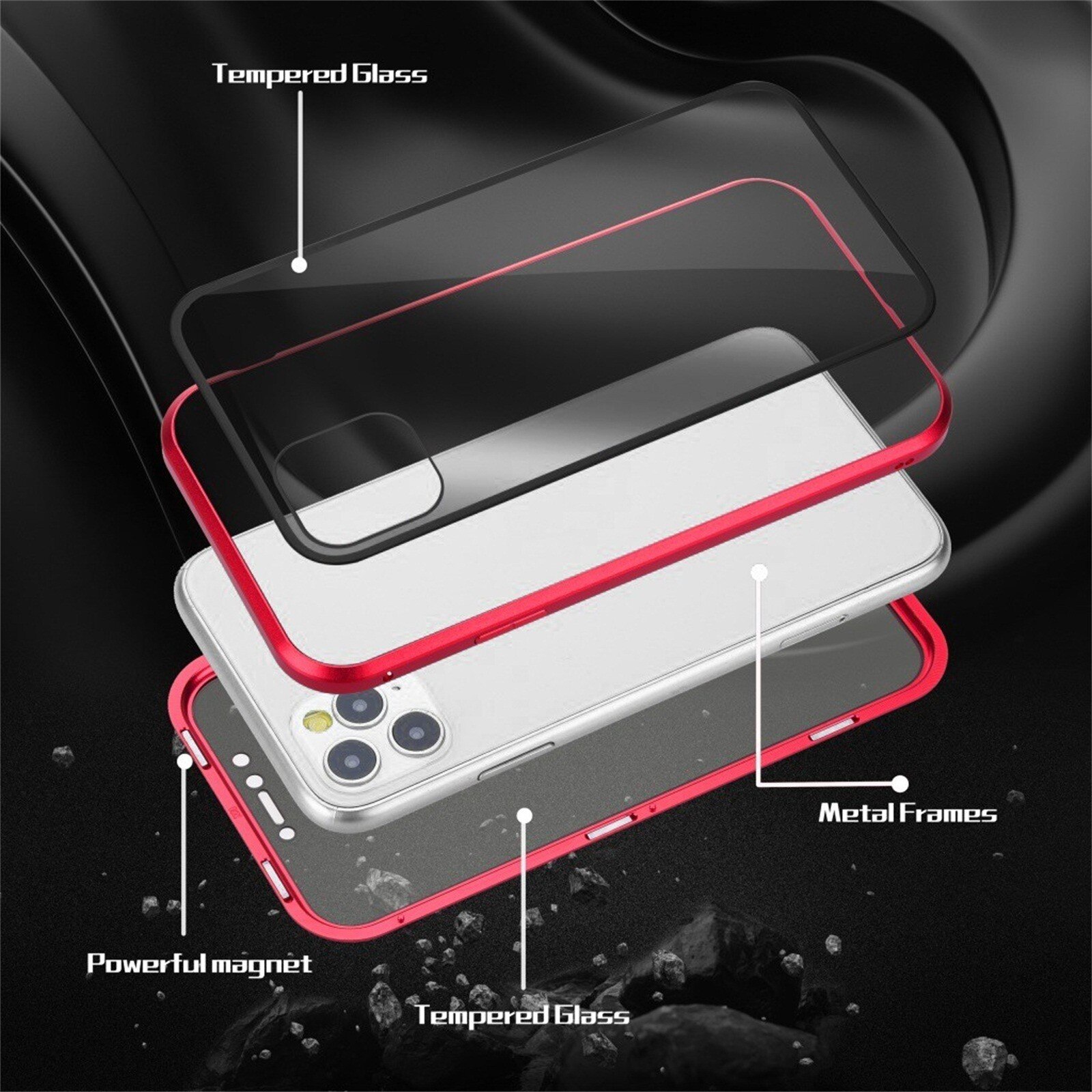 Anti-Val Iphone Case 360 ° Magnetische Adsorptie Anti-Zie Privacy Dubbele Case Cover Voor Iphone 12Promax: RD
