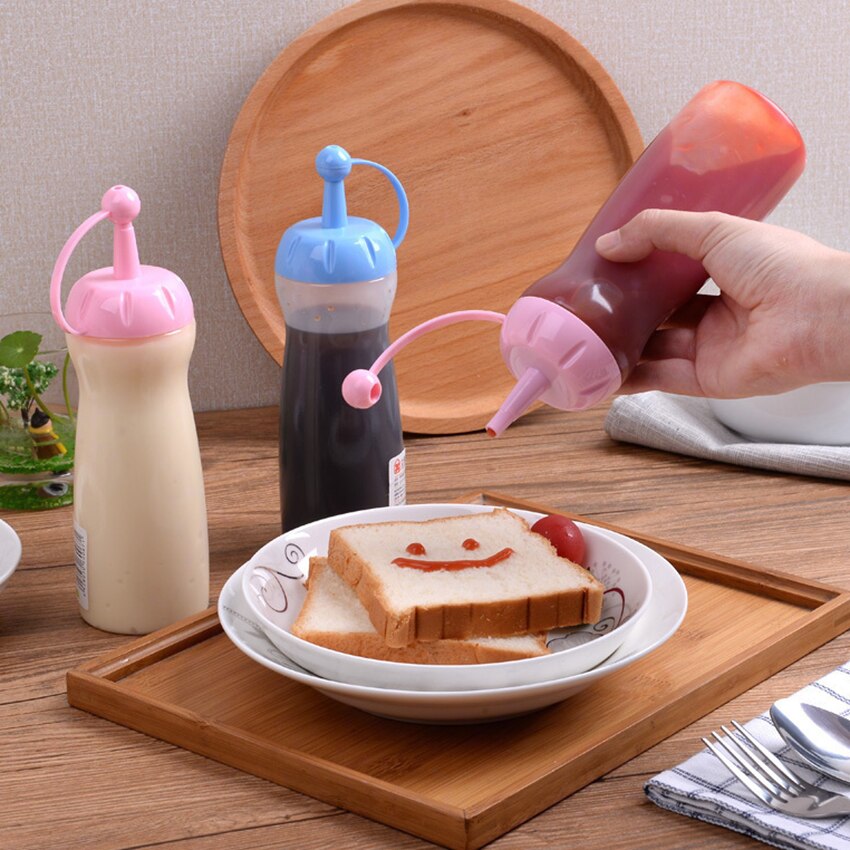 Jam Sauce Squeeze Bottle Plastic Squirt Out Ketchup Vinegar Oil Condiment Dispenser Gravy Boat Kitchen Transparent Container