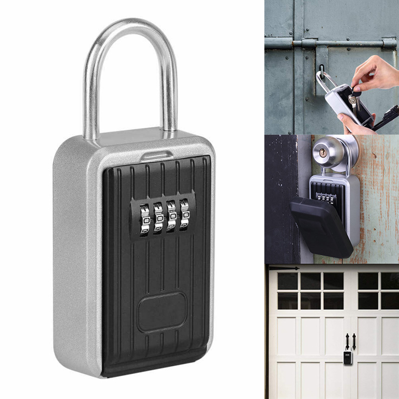 Coffre-fort avec combinaison de 4 chiffres | Boîte de rangement à clé, Mini coffre-fort de rangement, couvercle étanche suspendu pour mur, extérieur et intérieur: Default Title