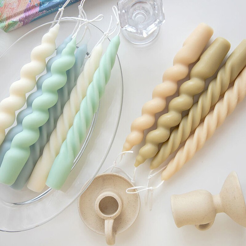 Stampi per candele a stelo lungo a strisce verticali a colonna a spirale fai-da-te stampo per candele in silicone geometrico per decorazioni romantiche per matrimoni a casa