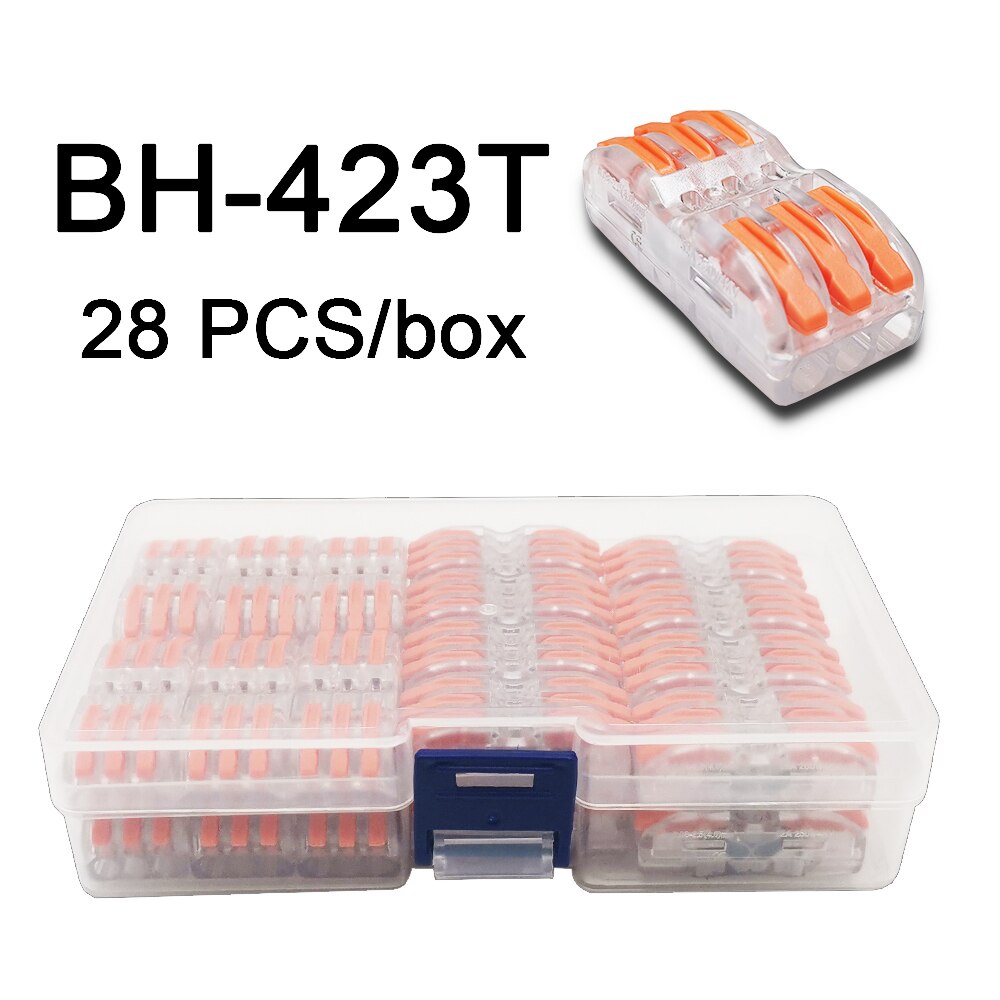 Mini Fast Boxed Wire Connector SPL-2/3/4 SPL-42/62 Compact Conductor Spring Wiring Connector Conductor Push-in Terminal Block: 423T 28PCS