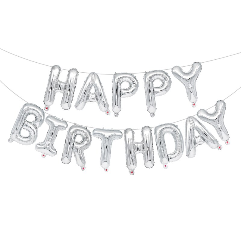 Ballons joyeux Anniversaire or Rose 13 pièces, ballon avec lettres en aluminium, décoration de fête d'anniversaire pour enfants et adultes, ballons à Air pour Anniversaire de mariage: silver