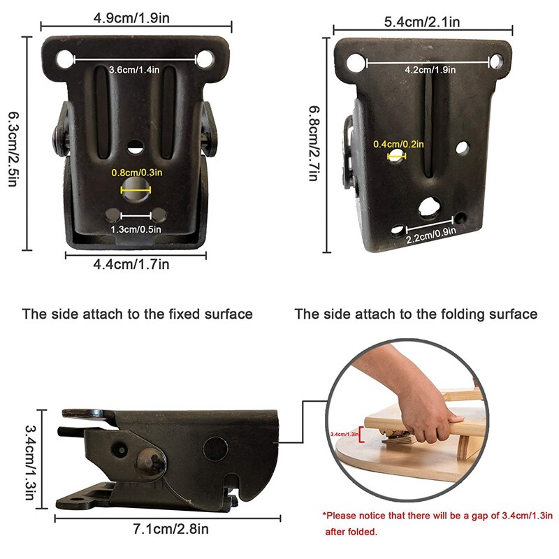 4Pcs Collapsible Support Frame Self-Locking Hinge Table Leg Fittings And Gussets - For Folding Legs Folding Workbench Folding De