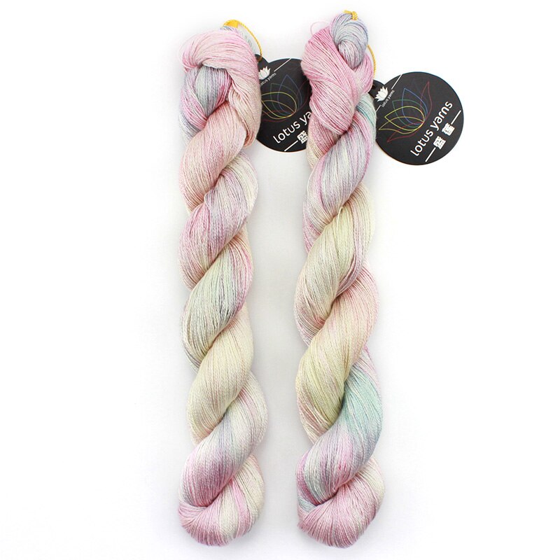 Madeja-hilo de seda pintado a mano, 50g, para tejer a mano, encaje de ganchillo, peso Natural, 22: Spring Day