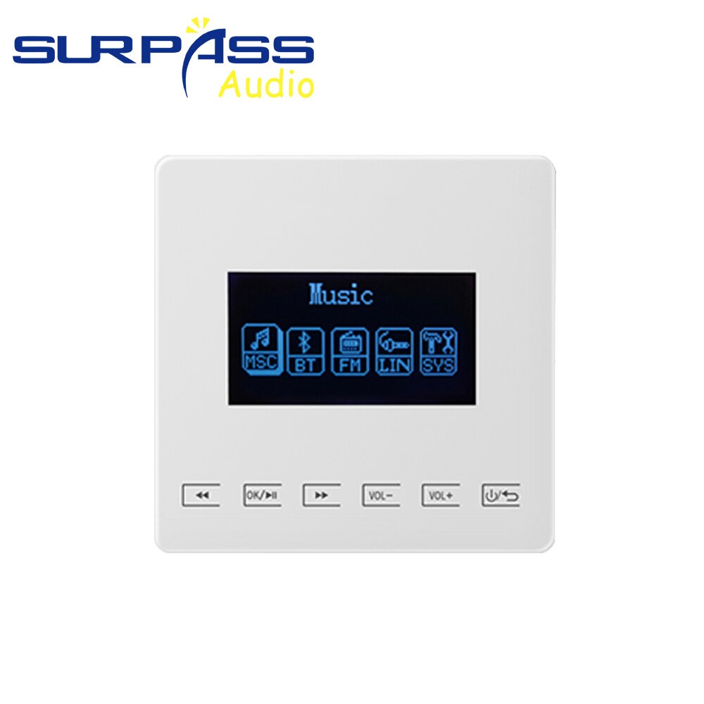 Bluetooth Wall Amplifier Mini bluetooth amplifier Home Audio System Touchkey Background Music Player connect to TV SURPASS: white amp 2x15W