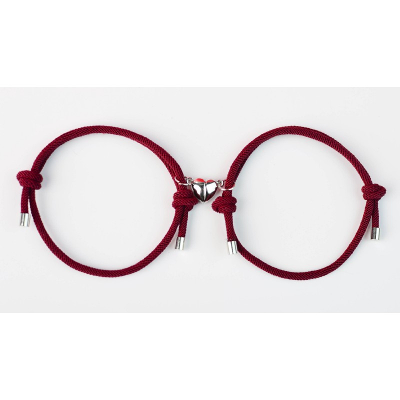 2 uds pulsera magnética pulsera magnética pareja cerradura corazón pulsera magnética cuerda trenzada ajustable pulsera de amistad para dos: Color marrón amarillo