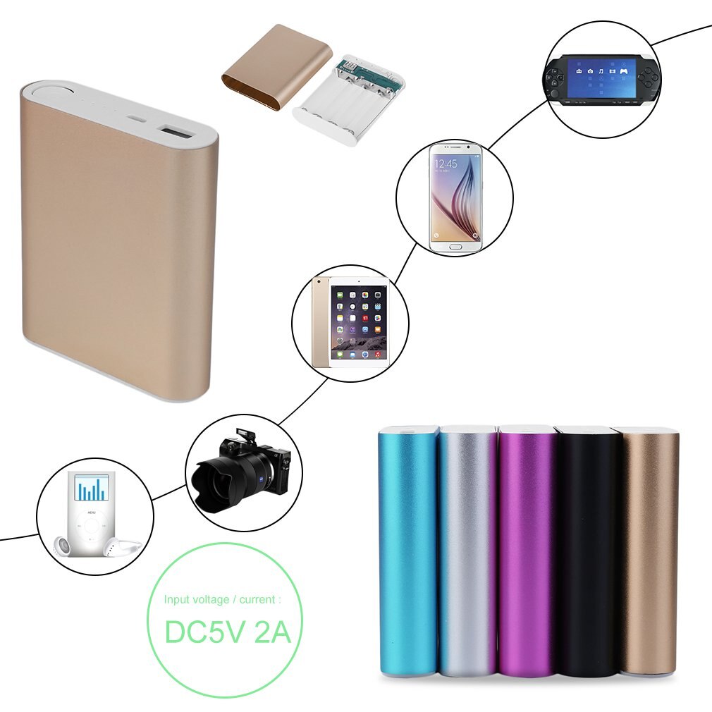 10400mAh DIY moc Bank 4*18650 opakowanie na baterie zestaw etui uniwersalna zewnętrzna bateria pomocnicza USB ładowarka Powerbank dla wszystkich telefonów komórkowych