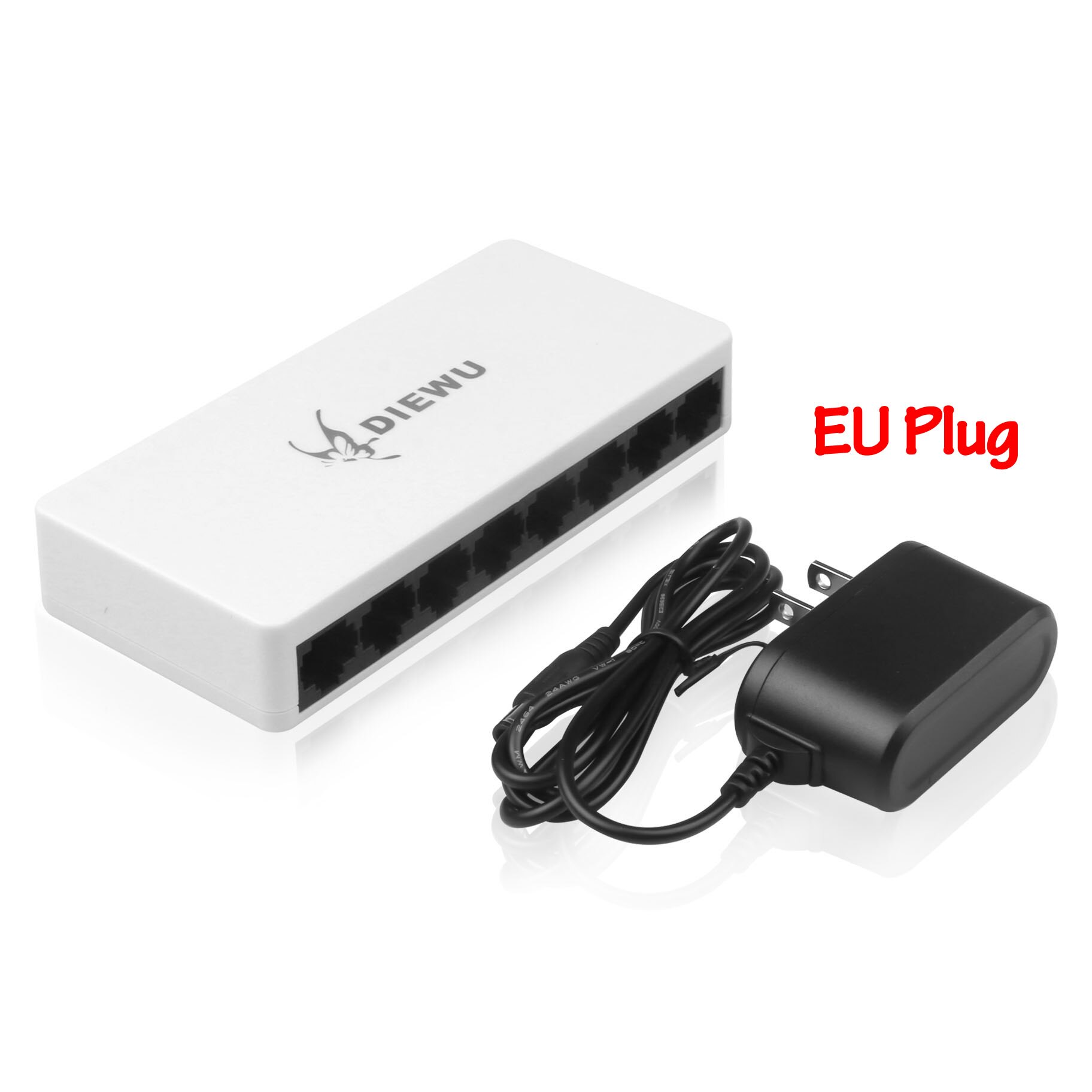 8 Poorten Lan Ethernet Network Switch 10/100Mbps Hoge Prestaties Lan Networking Schakelaars Ethernet Wit Met Eu Plug: Default Title