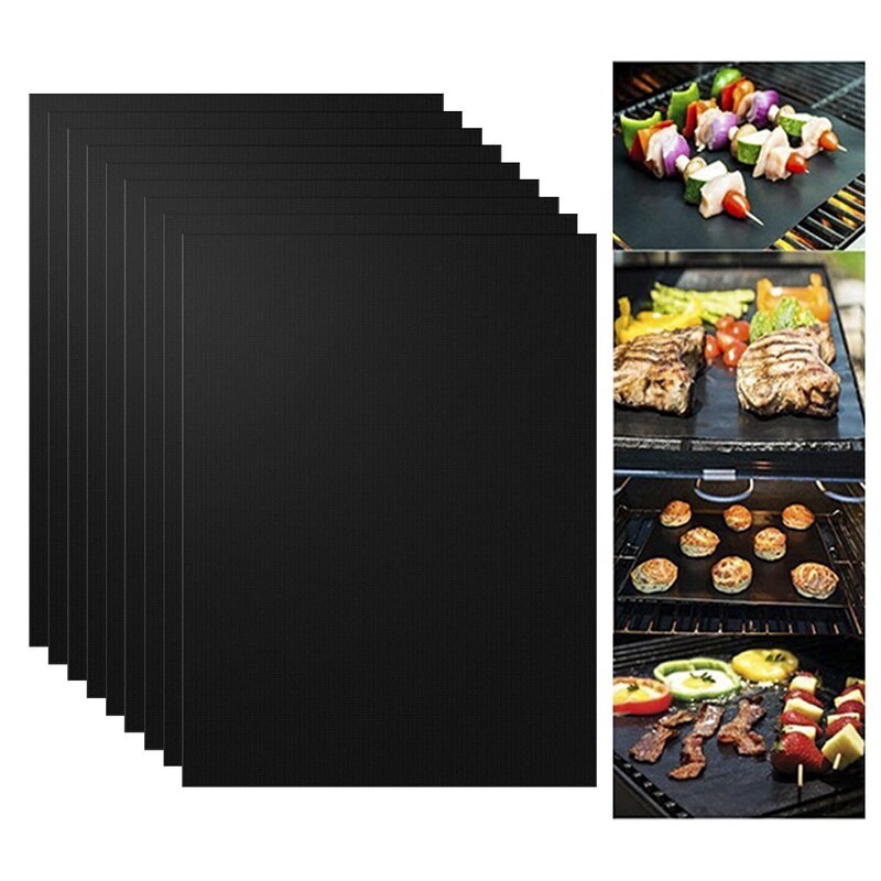 Esterilla antiadherente reutilizable para barbacoa, alfombrilla para hornear, hoja portátil de pícnic al aire libre, utensilio para cocinar, barbacoa, horno, accesorios para barbacoa, esterillas: 9pc