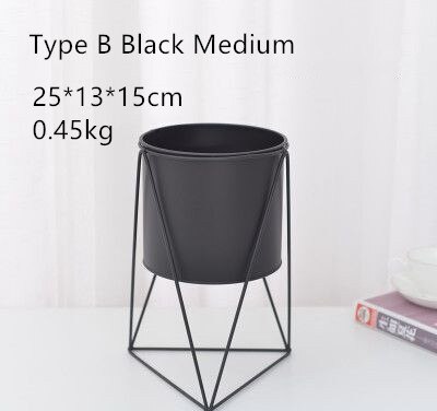 nordisch Stil Kreative Blumentopf Pflanze Gestell Balkon Garten Einfache Moderne Schmiedeeisen Ständer Boden Wohnzimmer Heimat Dekorationen: B Schwarz Mittel