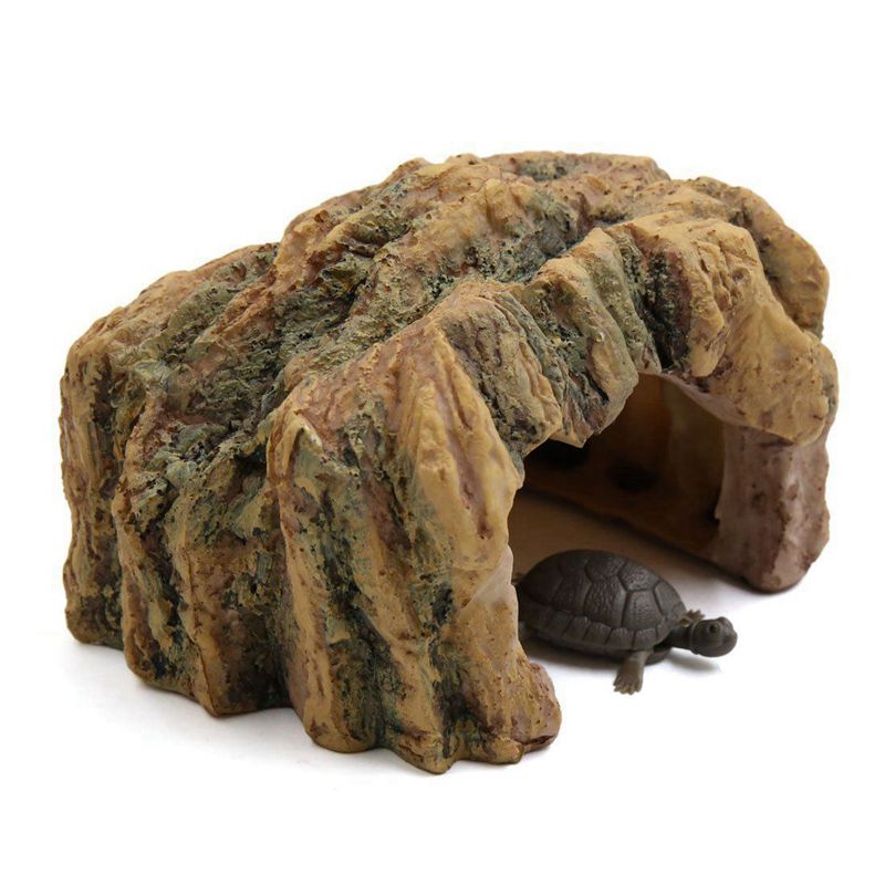 Turtles Reptiles Resin Hiding Home Cave Ornament Habitat for Aquarium