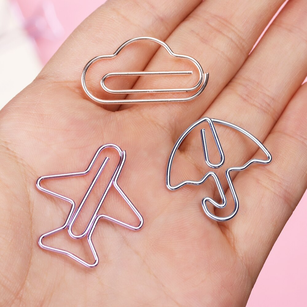 12pc/ æske kawaii ringbind klip fotos billetter noter brev papir klip mini farverig tegneserie formet papir klip papir indretning
