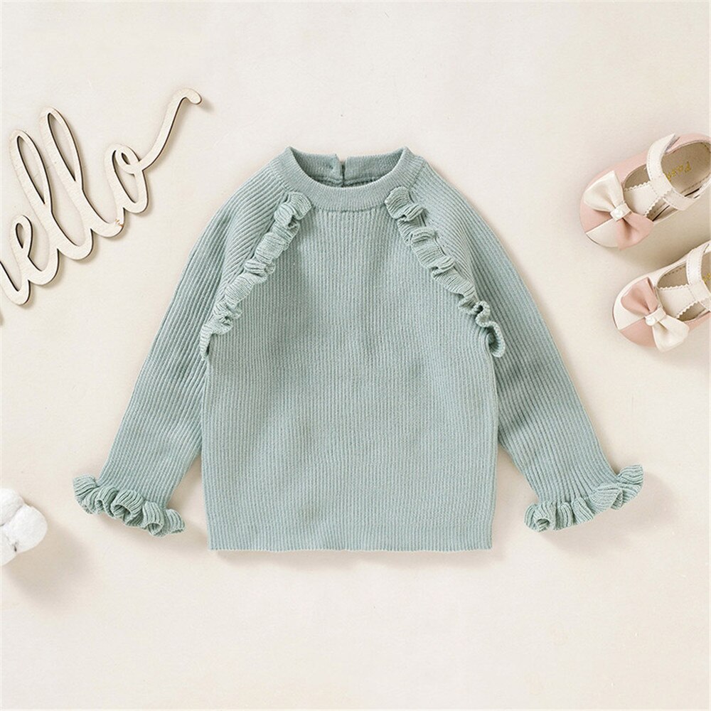 Effen Trui Kids Baby Meisjes Kleding 2022 Lente Herfst Candy Kleur O-hals Losse Casual Trui Aantrekken Tops Jas 3M-2Y: 18-24M