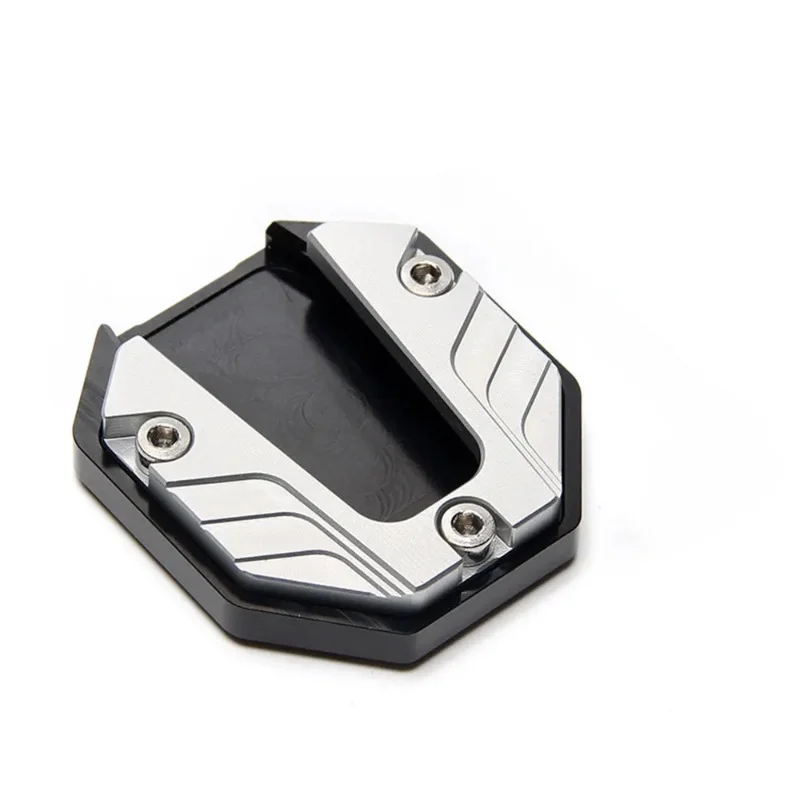 Piastra di supporto per estensione del cavalletto laterale per bici da moto in lega di alluminio CNC Base allargata antiscivolo: Argento