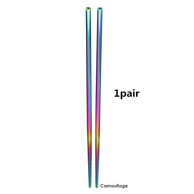 1 Pair Chopsticks Non-Slip Chinese Stainless Steel Reusable Metal Chopstick for Sushi Food Sticks Set Tableware Kitchen Tool: 1pair colorful