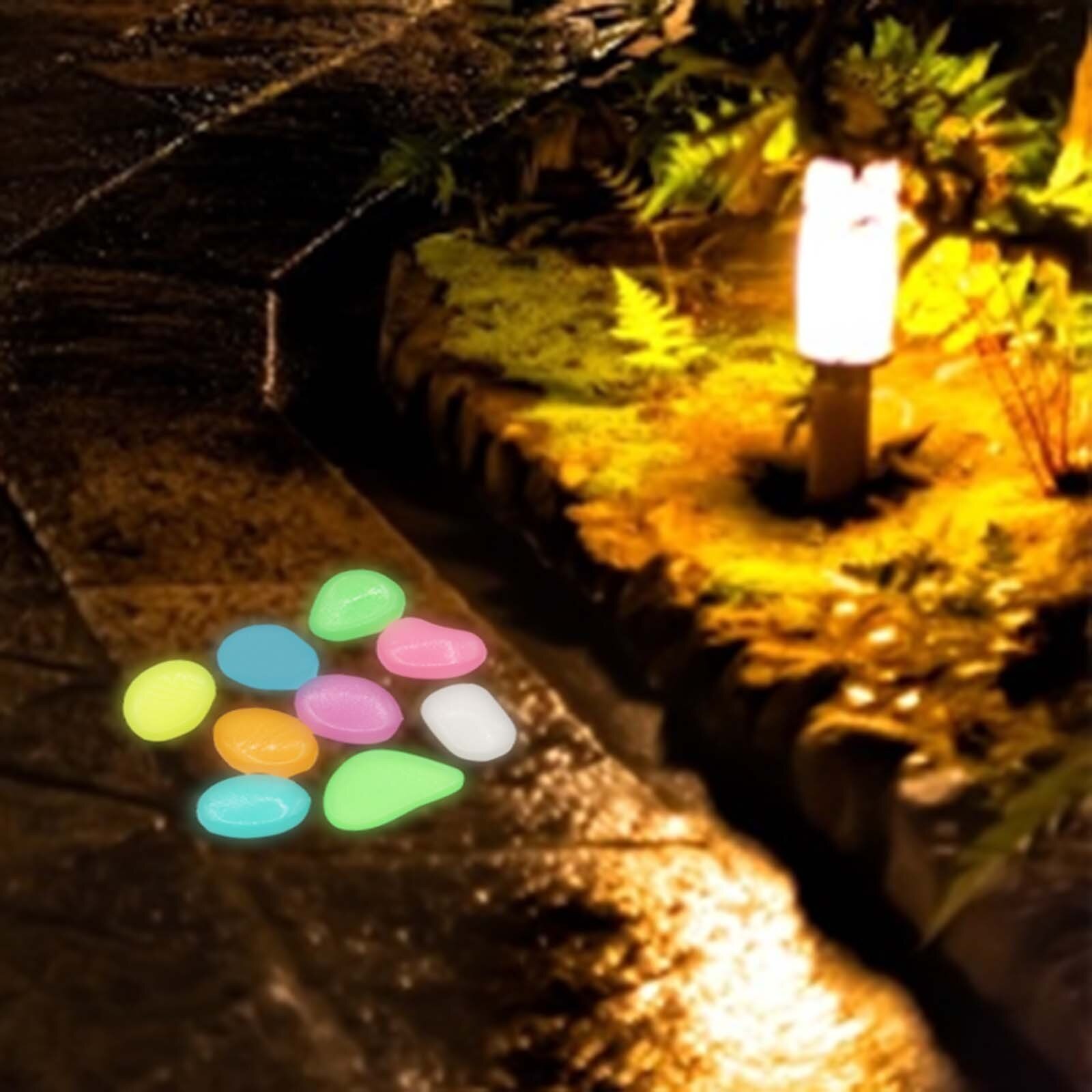 Luminous Stones Dark Garden Pebbles Glow Stones Rocks Luminous Light-emitting Artificial Pebble Lawn Garden Yard Decoration #YJ