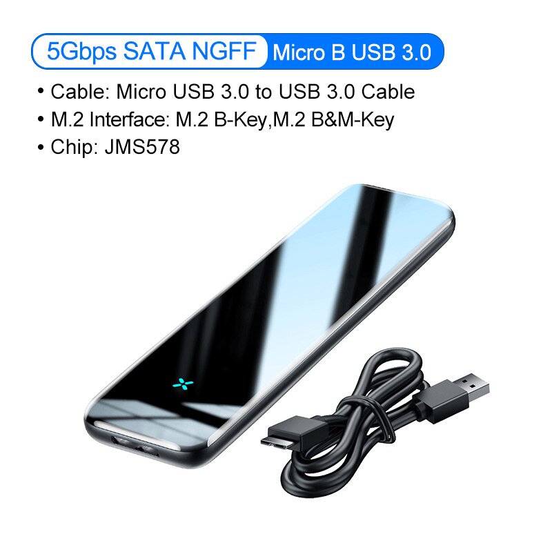 Baseus M2 SSD Case NVME SSD Enclosure SATA To USB Type C 3.1 SSD Disk Case 10Gbps M.2 NGFF SATA M/B Key External Hard Drive Box: Micro B Model