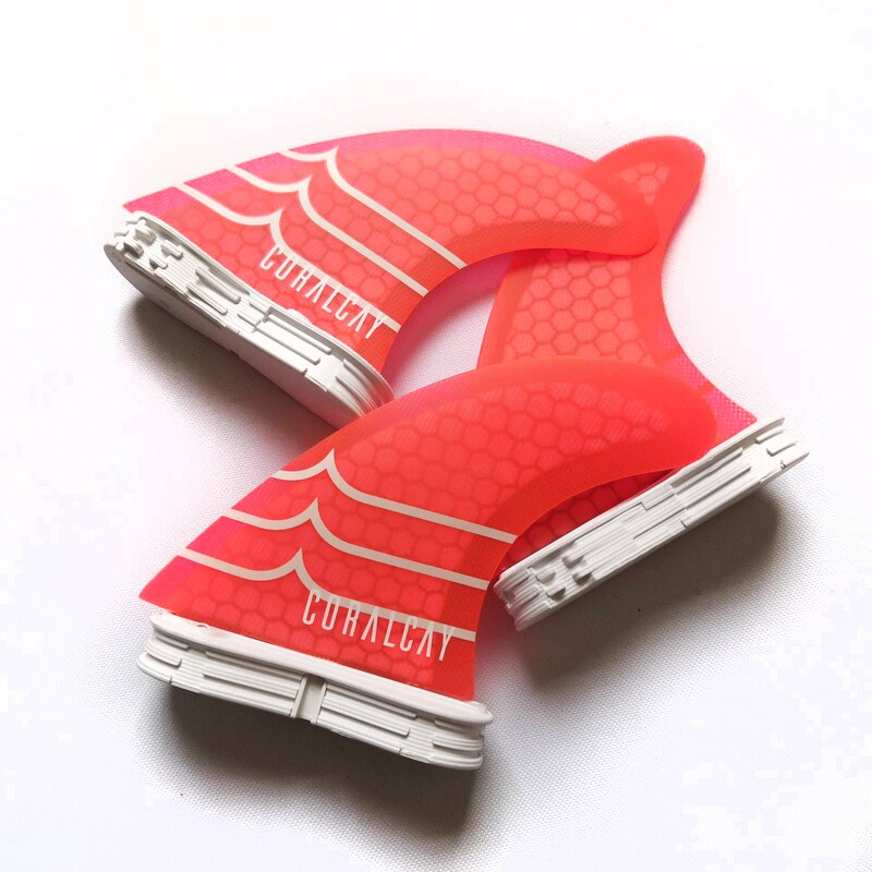 Aletas para tabla de Surf Coral-cay FCS, Tri Truster, amarillo, rojo, verde, fibra de vidrio, kitesurf, quillas FCS de windsurf