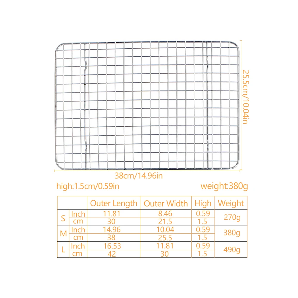 Kleine/Grote 3 Maten Metalen Bbq Grill Rack Draad Koelrek Koekjescake Brood Bakrek Voor Oven Roestvrijstalen Bakgereedschap