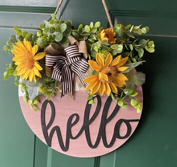 Welcome Sign Wood Flower Spring Door Sign Wedding Door Sign Welcome Wall Sign Wooded Door Hanging Plate Board Funny