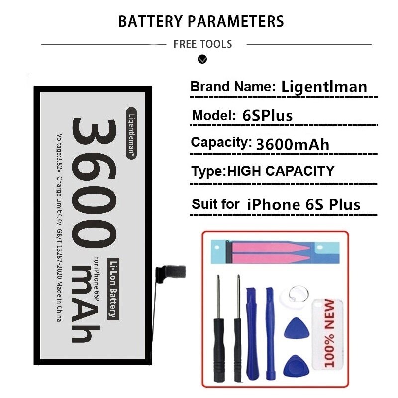 Real Capacity Replacement Battery For Apple IPhone 6 7 8 Plus XR XS MAX Batterie Lithium Phone Battery For iPhone 5 5S 5SE 6S X: For iPhone 6SPlus