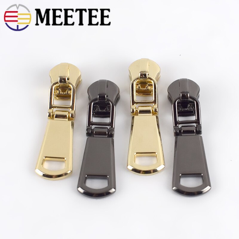 Meetee 5 # Lente Lock Rits Sliders Voor Metalen Ritsen Portemonnee Portemonnee Rits Hoofd Zip Reparatie Kits Diy Naaien Accessoires