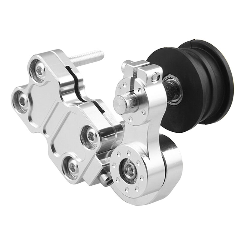 Universal Aluminum Motorcycle Chain Tensioner Portable Motorcycle Golden Aluminum Adjuster Chain Tensioner Bolt On Roller Tool: silver