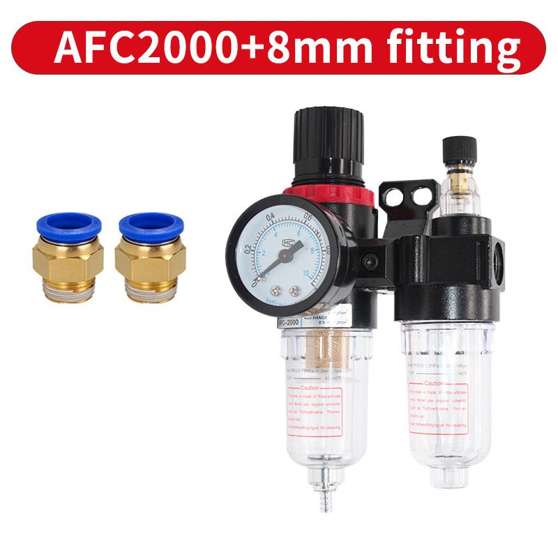 AFC2000 1/4 Luchtcompressor Olie Waterafscheider Filter Regulator Val Airbrush Reduceerventiel: AFC-PC8-02