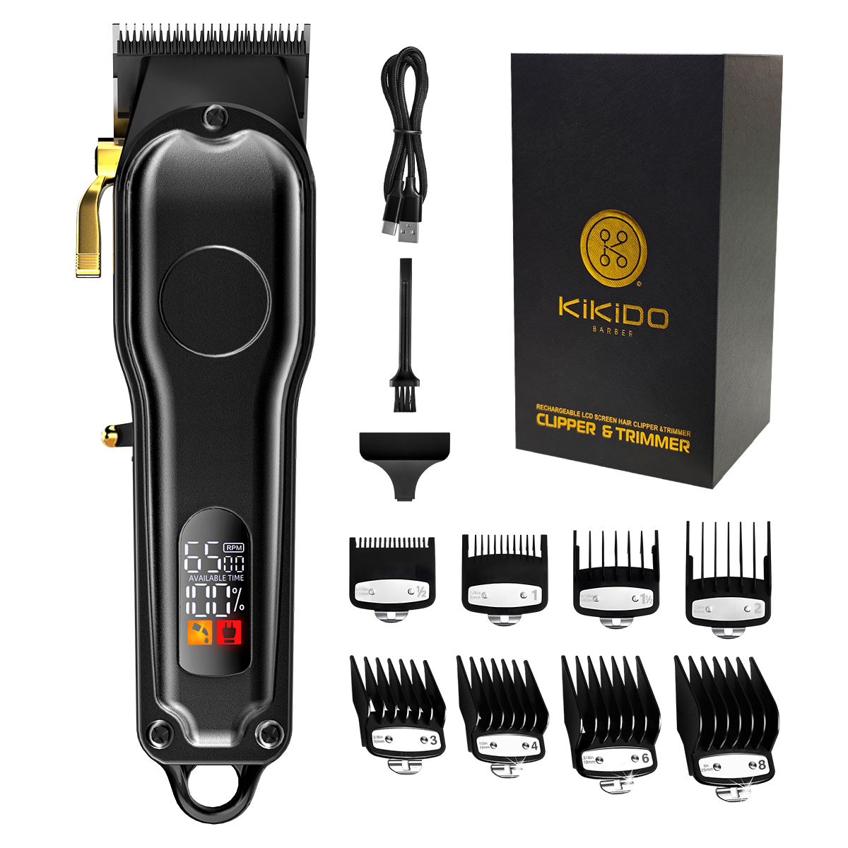 Kikido Tondeuse Snoerloze Haarsnijmachine Verstelbare Kapper Elektrische Trimmer Digitale Display Clipper Voor Mannen: Black