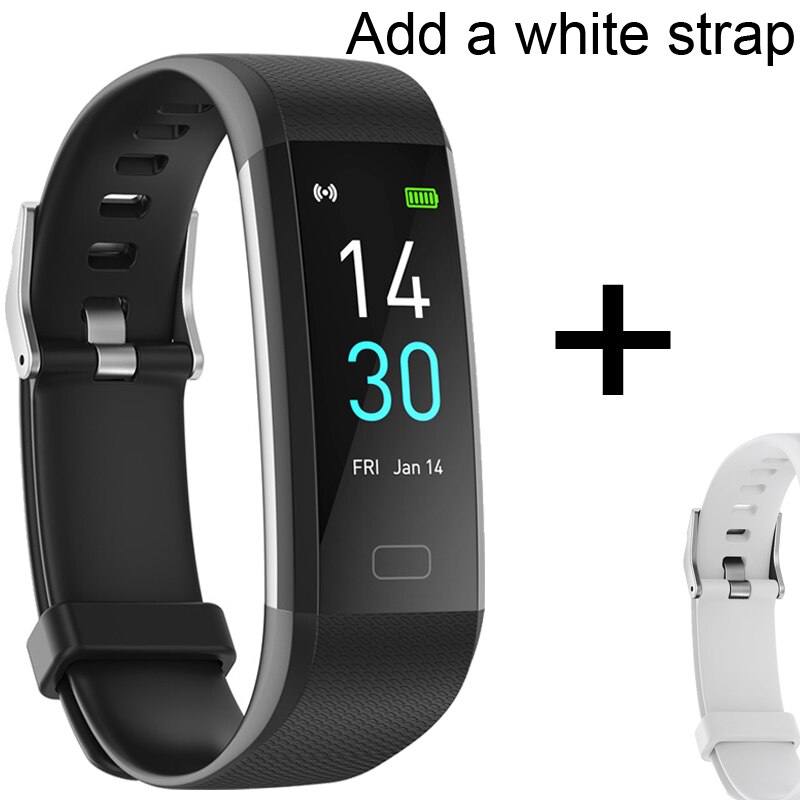 Reloj inteligente deportivo con Bluetooth para hombre y mujer, pulsera inteligente deportiva con monitor, seguidor Fitness de ritmo cardíaco, IP68: Add white strap