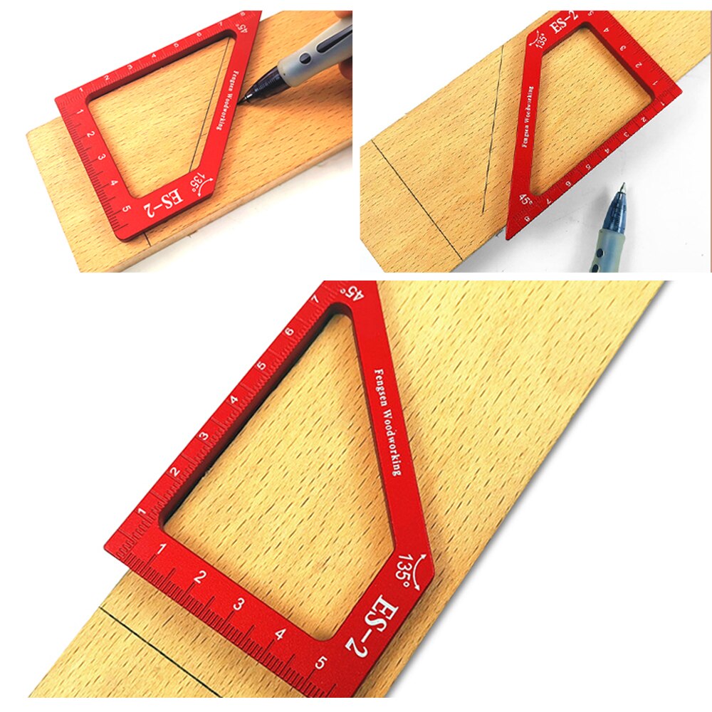 Portable Speed Square 45 / 90 Degree Woodworking Square Angle Tool Aluminum Alloy Marking Gauge Triangle Ruler Layout Tool