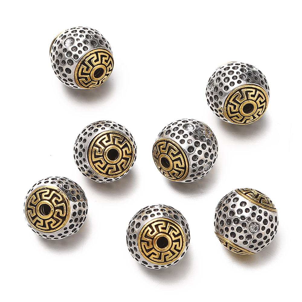 5 unids/lote cilindro redondo budista nepalí tibetano Color plata/oro cuentas sueltas de Metal para fabricación de joyería DIY pulsera: Blanco