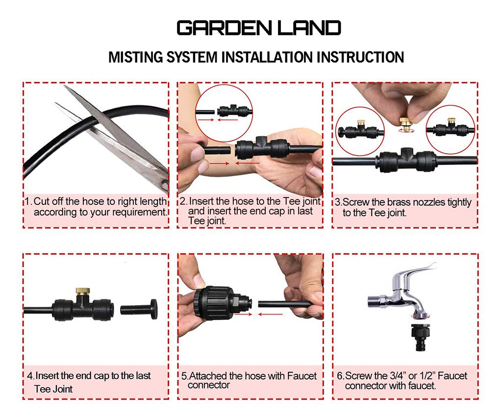 Water Spray Kit Outdoor Misting Misters Cooling System 33.3ft Misting Line For Patio Fan Gardenpatio Waterring Irrigation