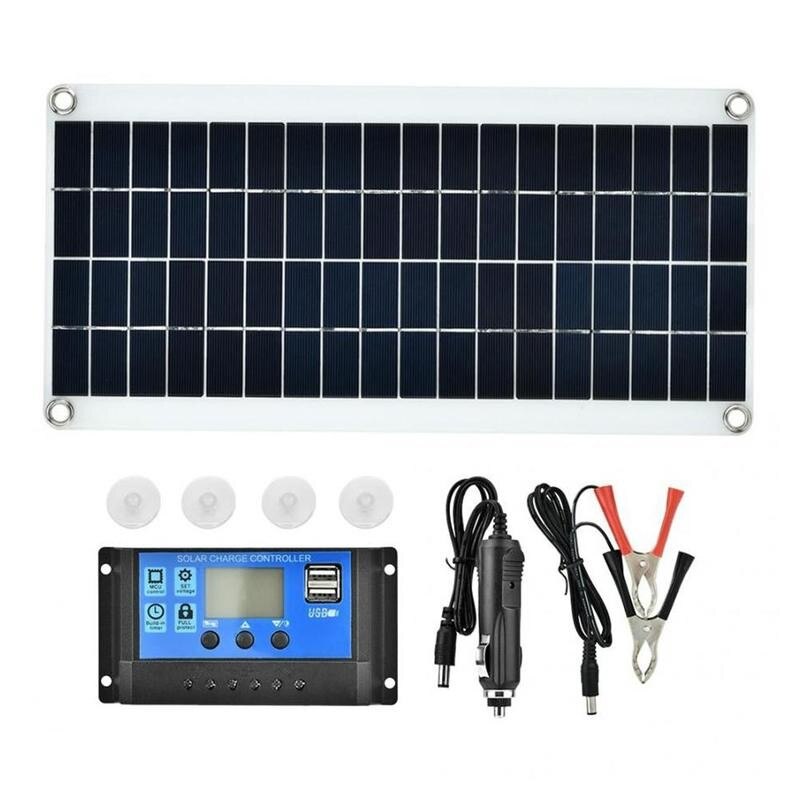 20W Solar Panel Dual Output USB Solar Charging 10A/20A/30A/40A/50A/60A Panel Car Camping 20V Controller Boat Outdoor Solar S1Z6
