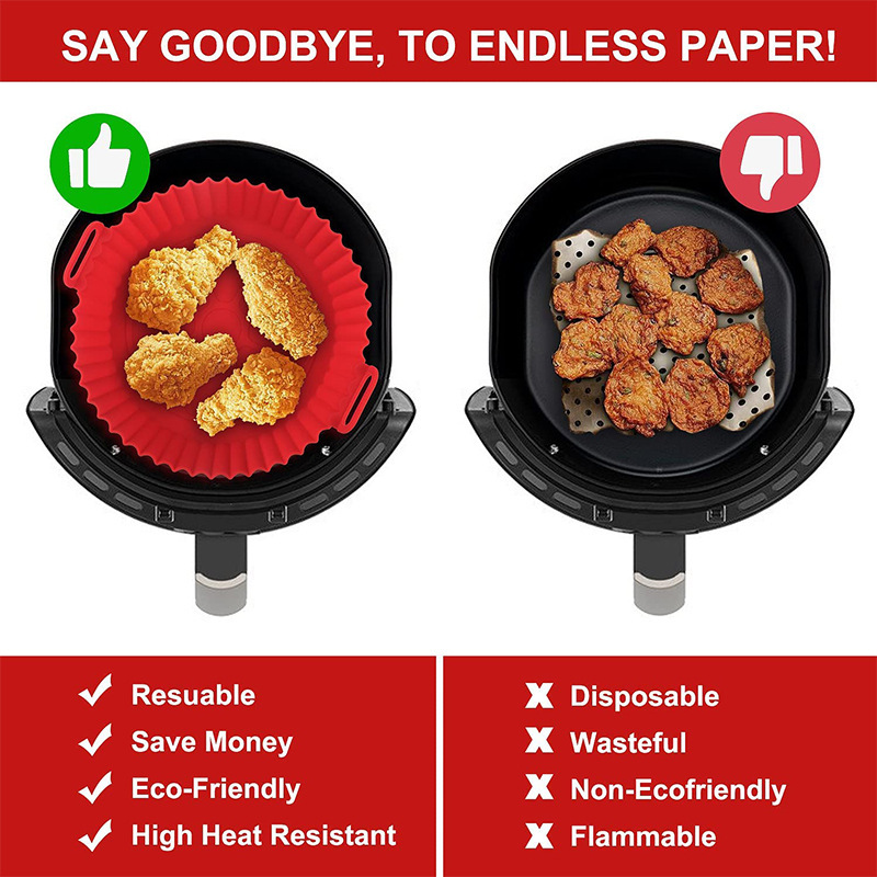 Revestimientos de silicona para freidora de aire, cesta, contenedor reutilizable, accesorios, bandeja para horno, Pizza, pollo frito, molde Protector para hornear, herramienta de cocina