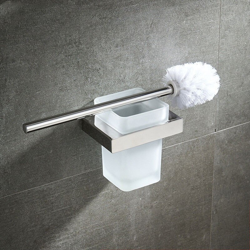 Wzly firkantet badeværelse toiletbørste med holder glas kop vægbeslag moderne stil toiletbørste sort badeværelse tilbehør