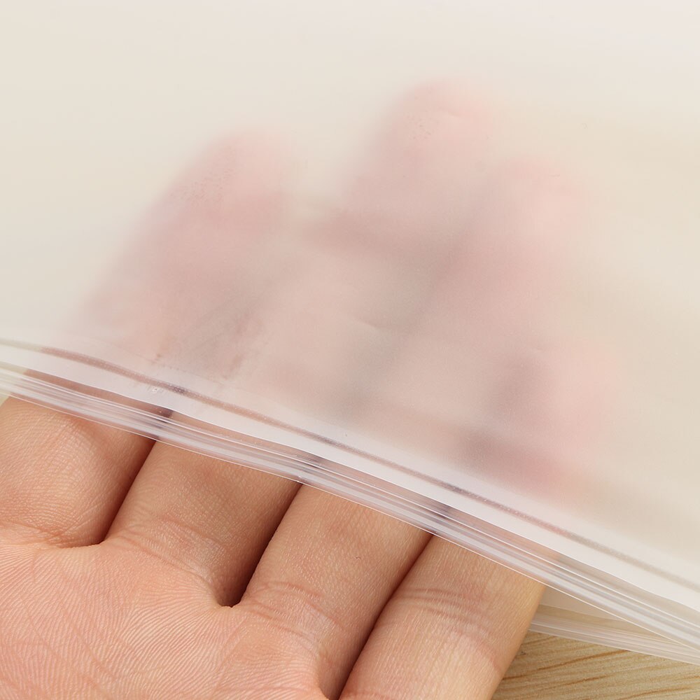 2Pcs Draagbare Doorschijnende Plastic Pakket Doek Reizen Storage Bag Zip Plastic Zak Opslag Doek Organizer