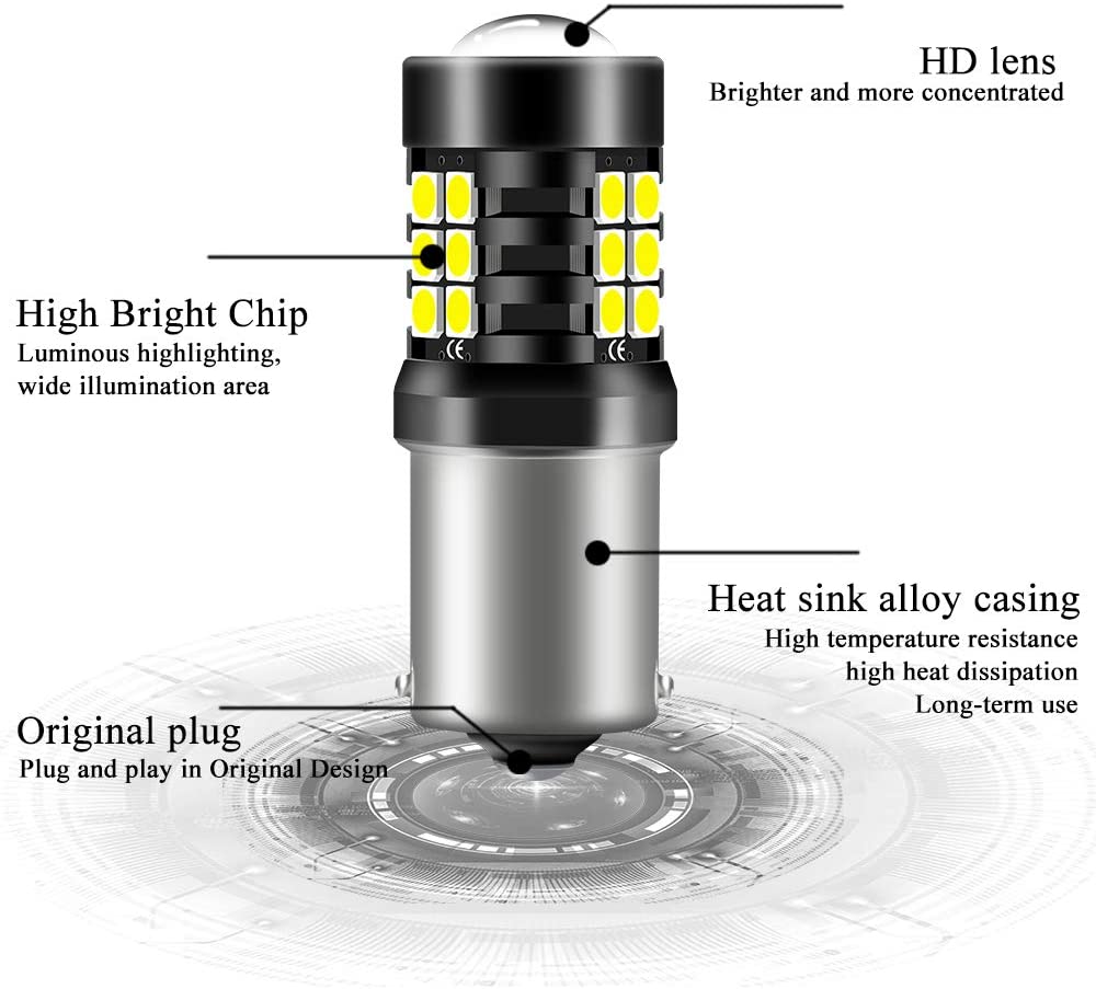 Bilkupé led-belysning 1157 -facks 15d 7443 canbus för automatisk blinkers bromslampa 12v 5w utan fel 3030*21 smd med hd-lins röd och gul