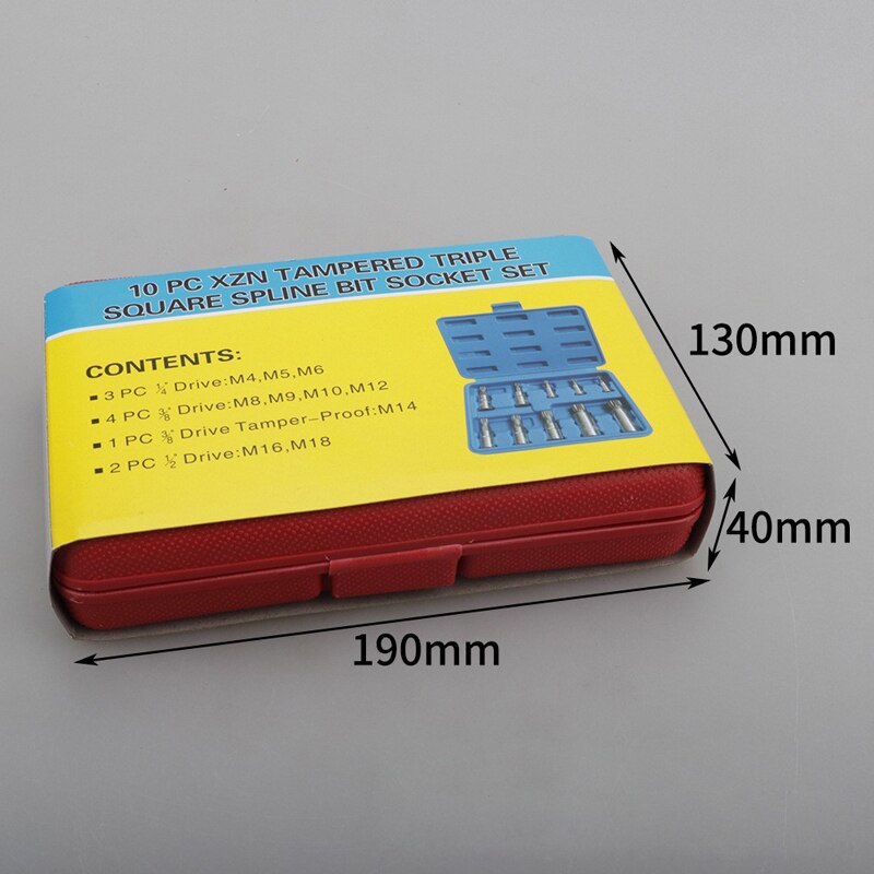 10PCS/Set 12 Angle Bit Socket Triple Square Spline Bit Socket Set Tamper Proof Automotive Tool Kit With Box