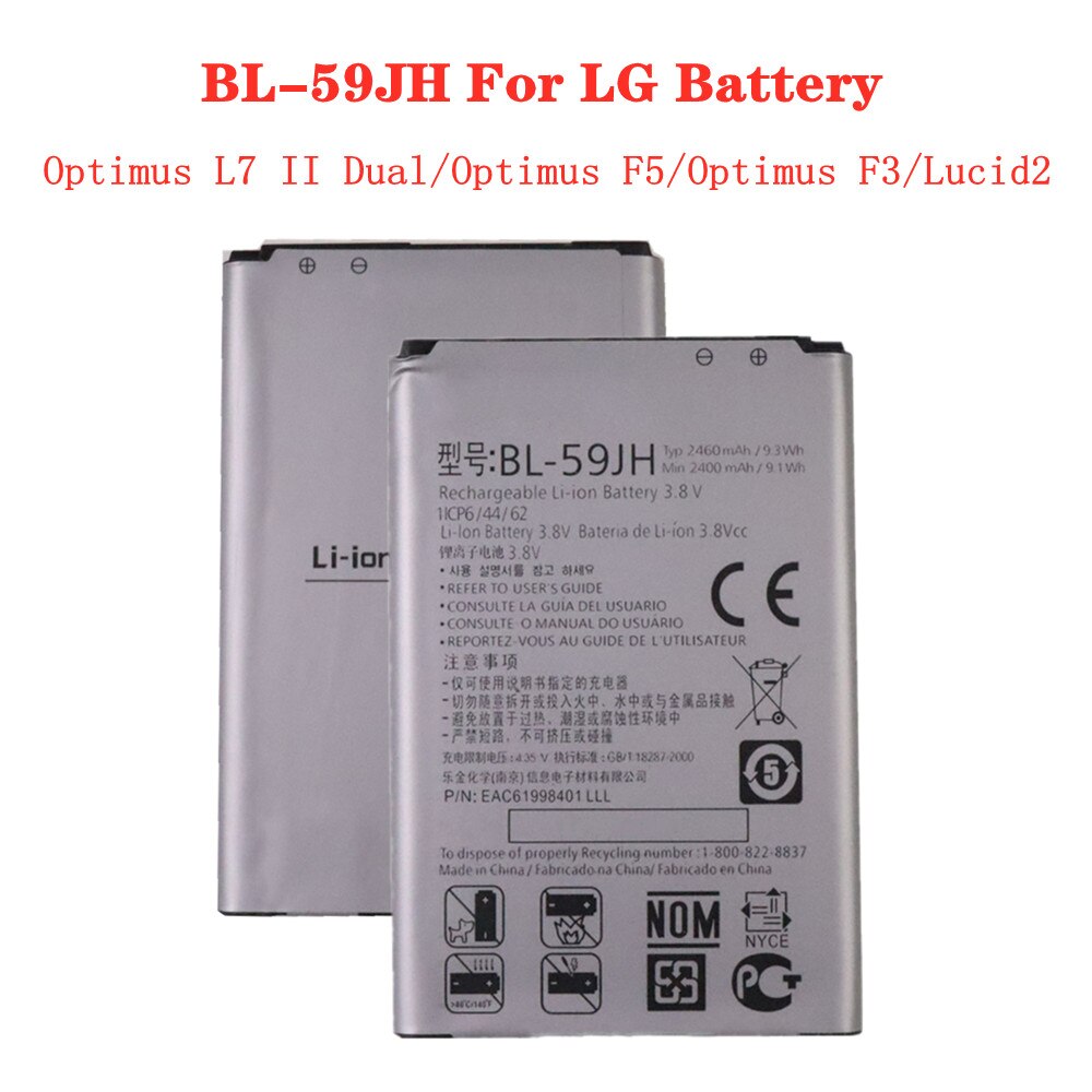 For LG V20 Stylus3 V10 V30 V30+ V30A V40 V50 G7 G7+ ThinQ G3 G4 G5 K7 K8 K10 K20 Plus Leon Tribute 2 5 Optimus LTE III 3 Battery: BL-59JH