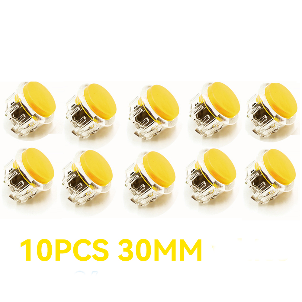 10 pçs 24mm 30mm botão interruptor de partida do jogo para copiar caixa sanwa máquina jogo arcade joystick console zero atraso placa diy: YELLOW