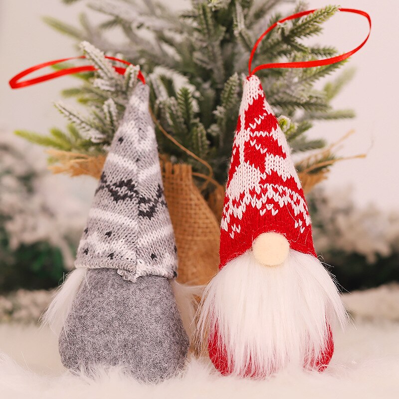 Jul plysch set hängande dekorationer gnome hatt santa skägg ornament för julgran heminredning nsv 775