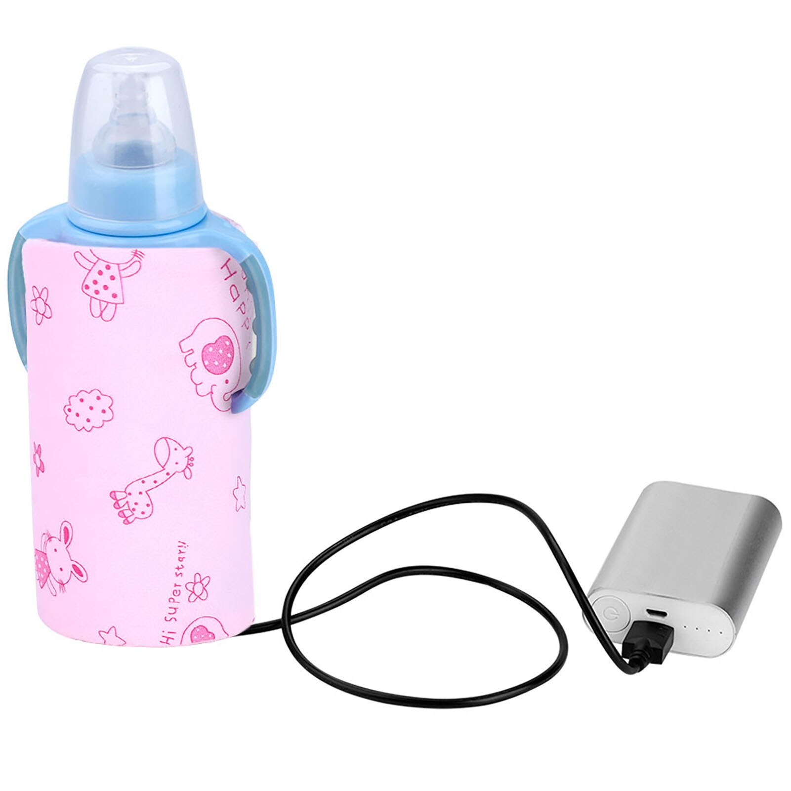 Usb baby mælk varmere bærbar rejse flaske varmere spædbarn fodring flaske taske isolering dække baby pleje flaske varmelegeme: Lyserød