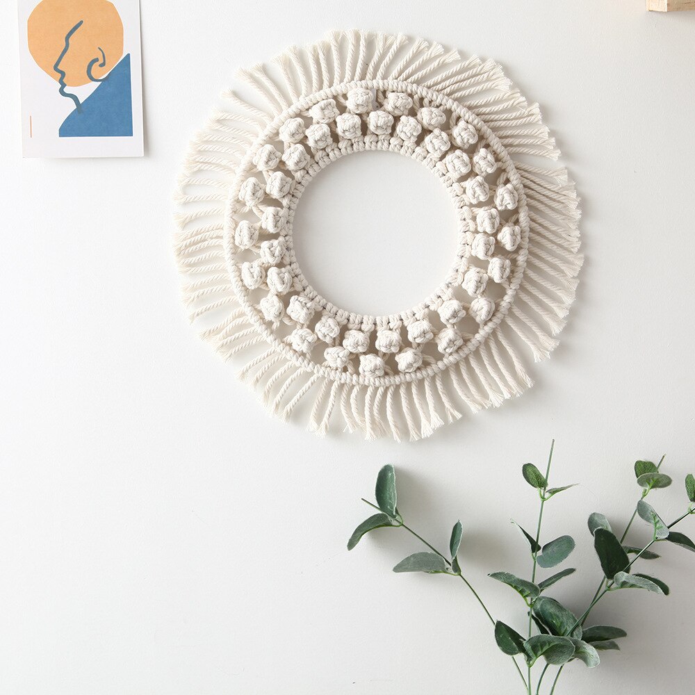 Boho Kerst Wandtapijt Ronde Macrame Mandala Decor Katoen Geweven Krans Muur Opknoping Kerst Decoraties Voor Thuis Slaapkamer: round macrame
