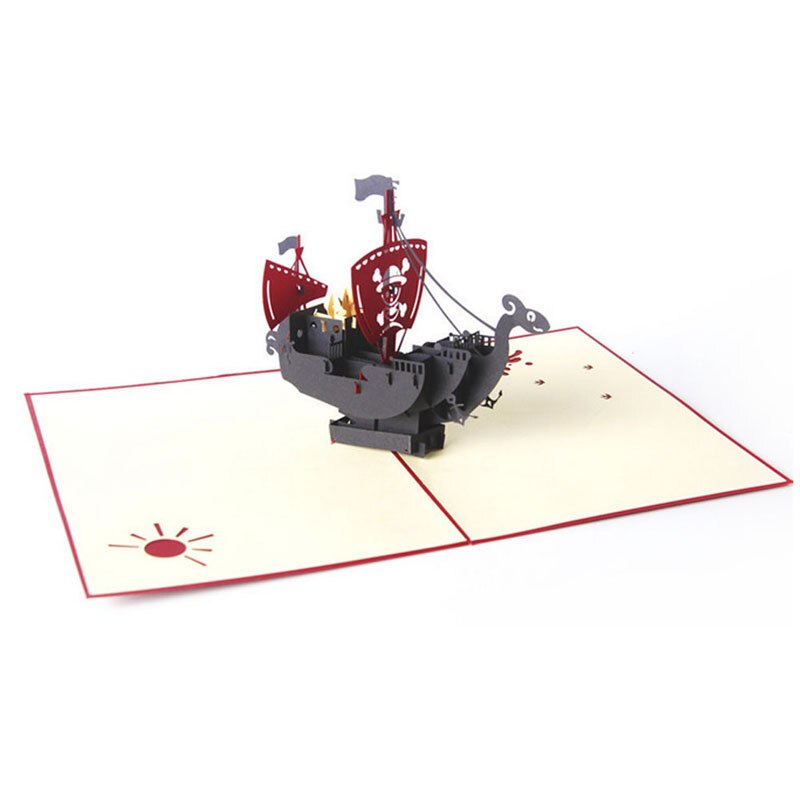 3D Up carte bateau Pirate fête des enfants anniversaire merci noël voeux QX2E: Default Title