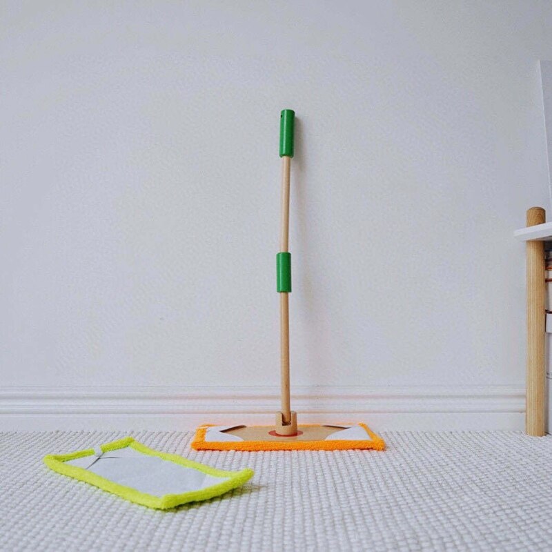 Kids Huishouden Tool Speelgoed Houten Pretend Play Schoonmaken Bezem Simulatie Mop Rag Set Educatief Speelgoed Voor Kinderen