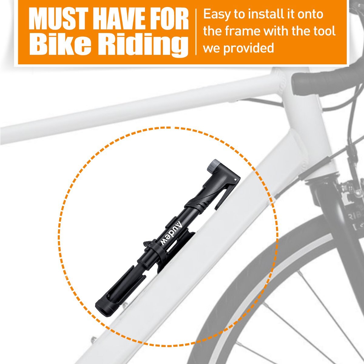 Audew Mini Bike Pump High Pressure 120 PSI Portable Mini Inflatable Pump Cycle Bicycle Tyre Hand Air Floor Standing Bike Pump